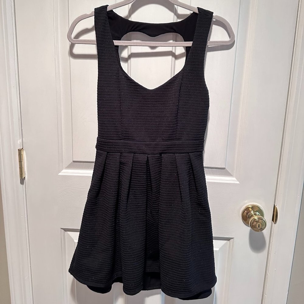 Poof Couture Sparkling Black & Heart Cutout Back Party Dress Size M
